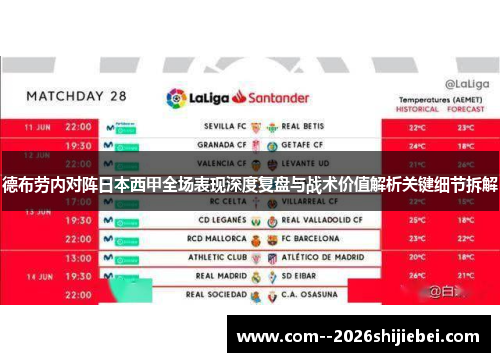 德布劳内对阵日本西甲全场表现深度复盘与战术价值解析关键细节拆解